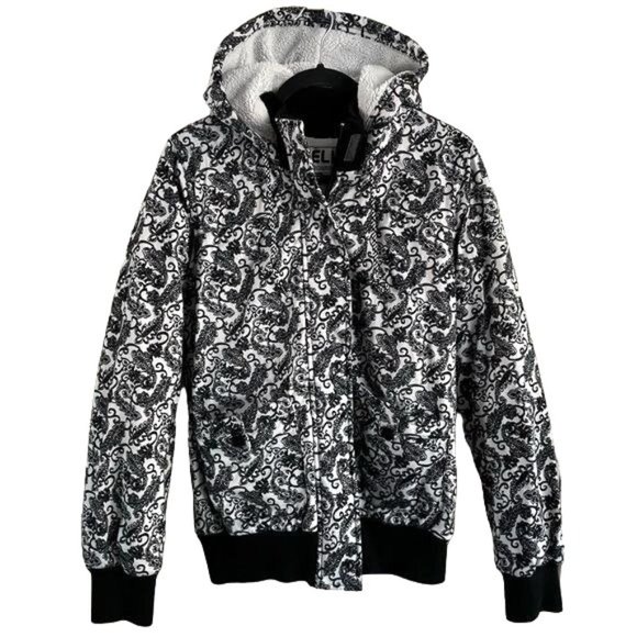 Helix Snowboardwear Medium Black & White Paisley Coat Zip Jacket - Picture 1 of 16